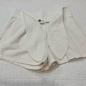 FREE PEOPLE White High Waisted Front Tie Shorts